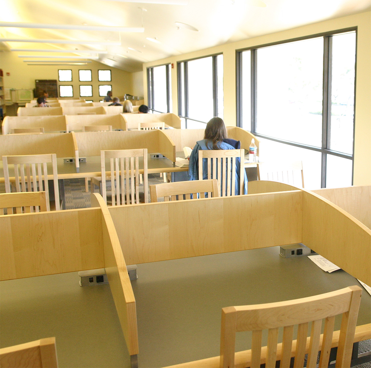 Library interior with students