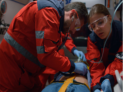 EMS techs working