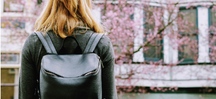 student wearing backpack