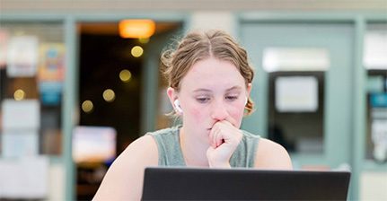 Student on computer